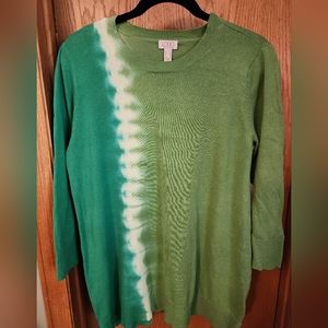 LOGO by Lori Goldstein green tie-dye pullover sweater